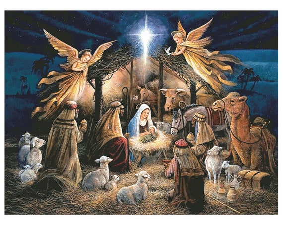 Nativity Cross Stitch Pattern | Extra Large Cross Stitch Chart | Maximum Size Cross Stitch Chart | Printable PDF and CSS File