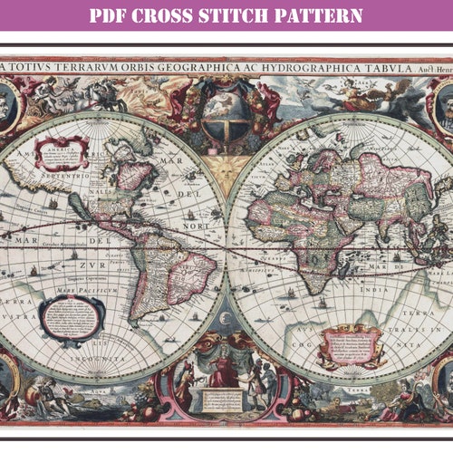 world map counted cross stitch pattern extra large cross etsy