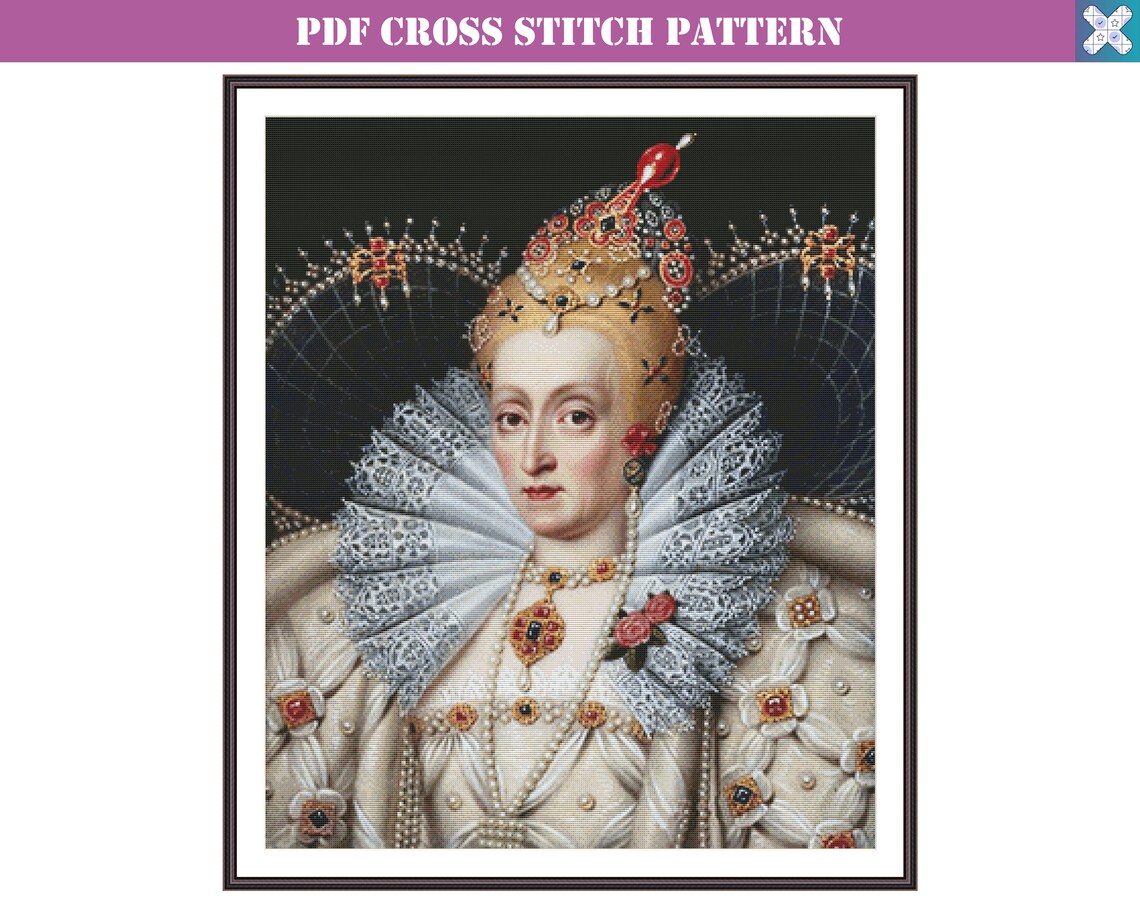 Cross Stitch Pattern Queen Elizabeth I of England Cross Etsy