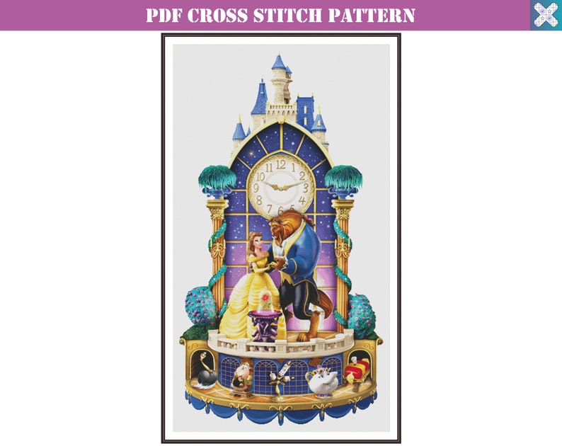 Beauty and the Beast Cross Stitch Pattern Disney Cross Etsy