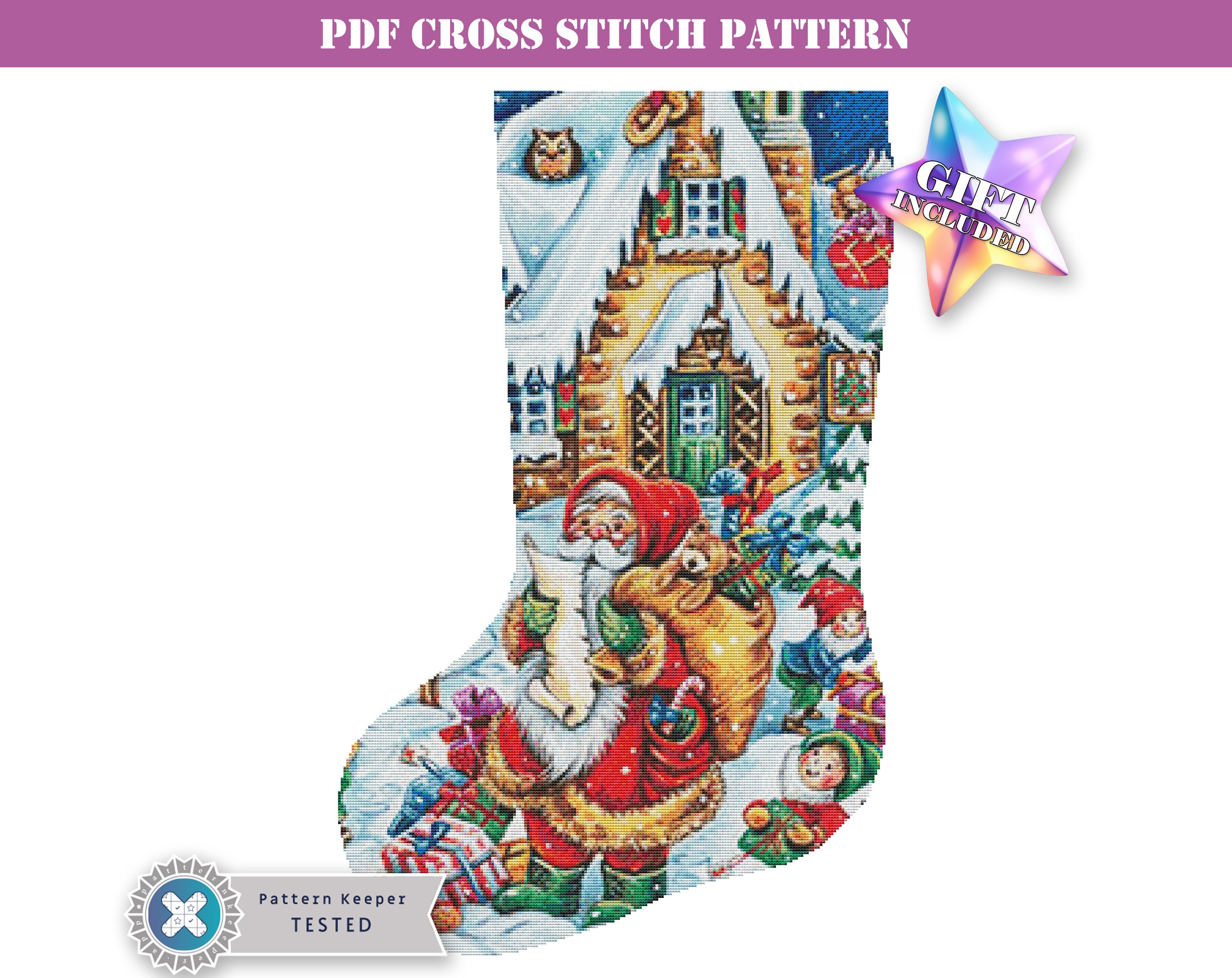 Holiday Harmony Christmas Stocking Counted Cross Stitch Pattern Santa  Embroidery Hand Xstitch Decor Embroidery Chart Needlepoint Chart 