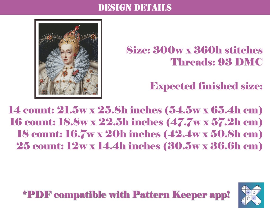 Cross Stitch Pattern Queen Elizabeth I of England Cross Etsy