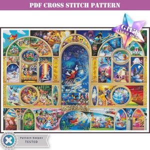 Largest size high difficulty fantasy full coverage counted cross stitch pattern PDF compatible with Pattern Keeper. Cute modern design chart