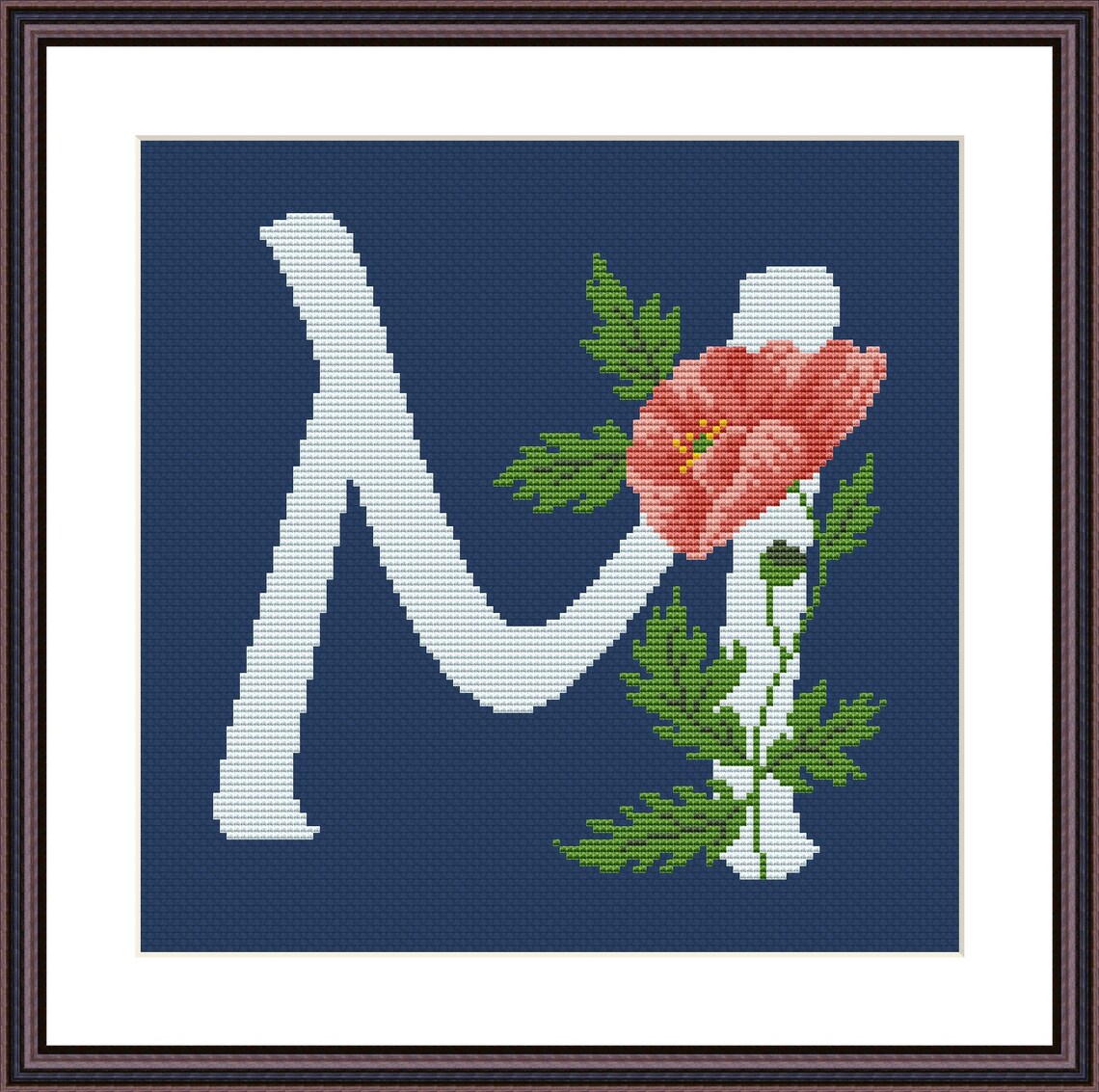 Monogram Cross Stitch Pattern Letter M Cross Stitch Small Etsy