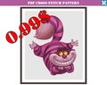 Funny crazy pink cat modern counted cross stitch pattern for DMC threads, no background. PDF chart compatible with Pattern Keeper app product logo