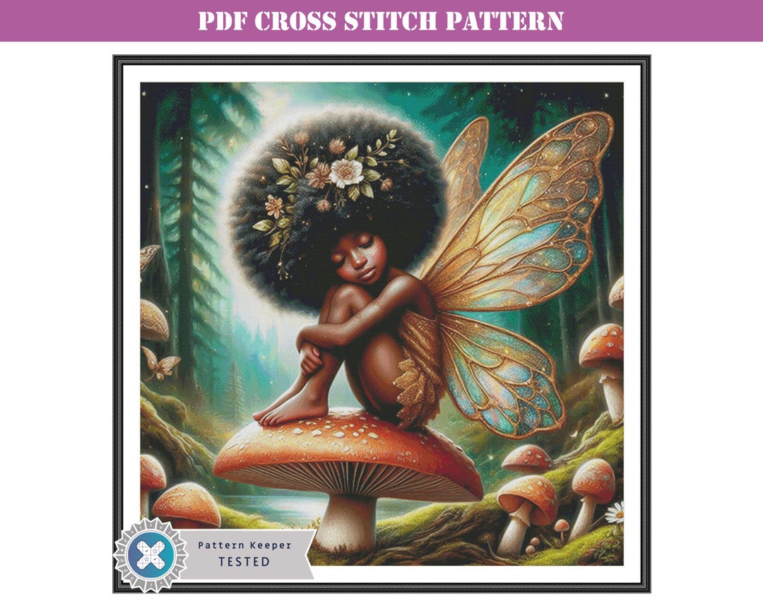 Little Cute African Forest Fairy Cross Stitch Pattern Full Coverage PDF ...