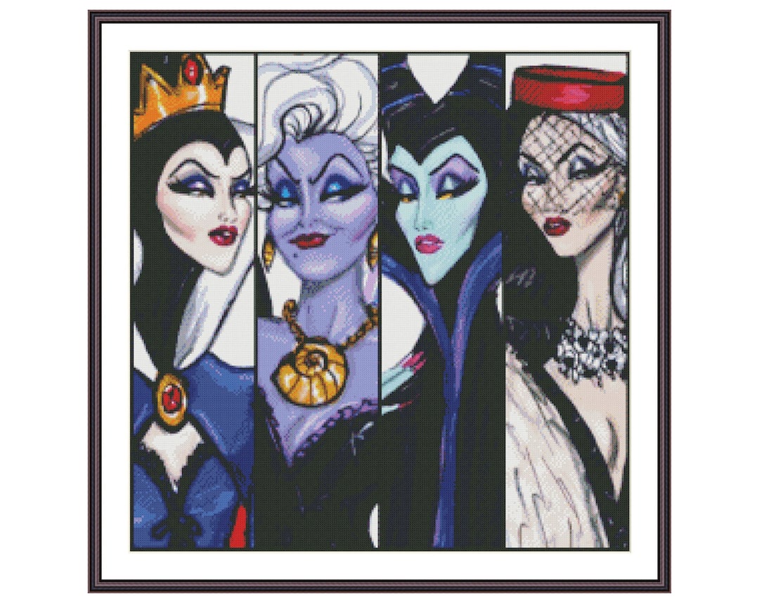4 Cross Stitch Pattern Disney Villains Cross Stitch Design Etsy