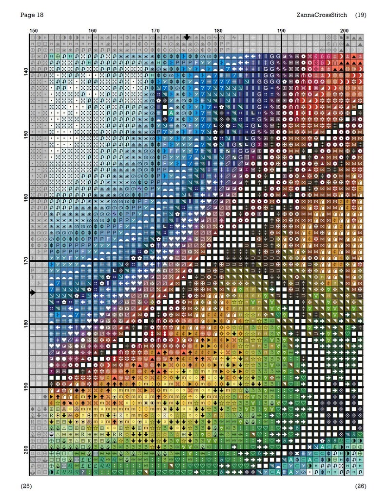 Whimsical Rainbow Dragon Full Coverage Modern Counted Cross Stitch