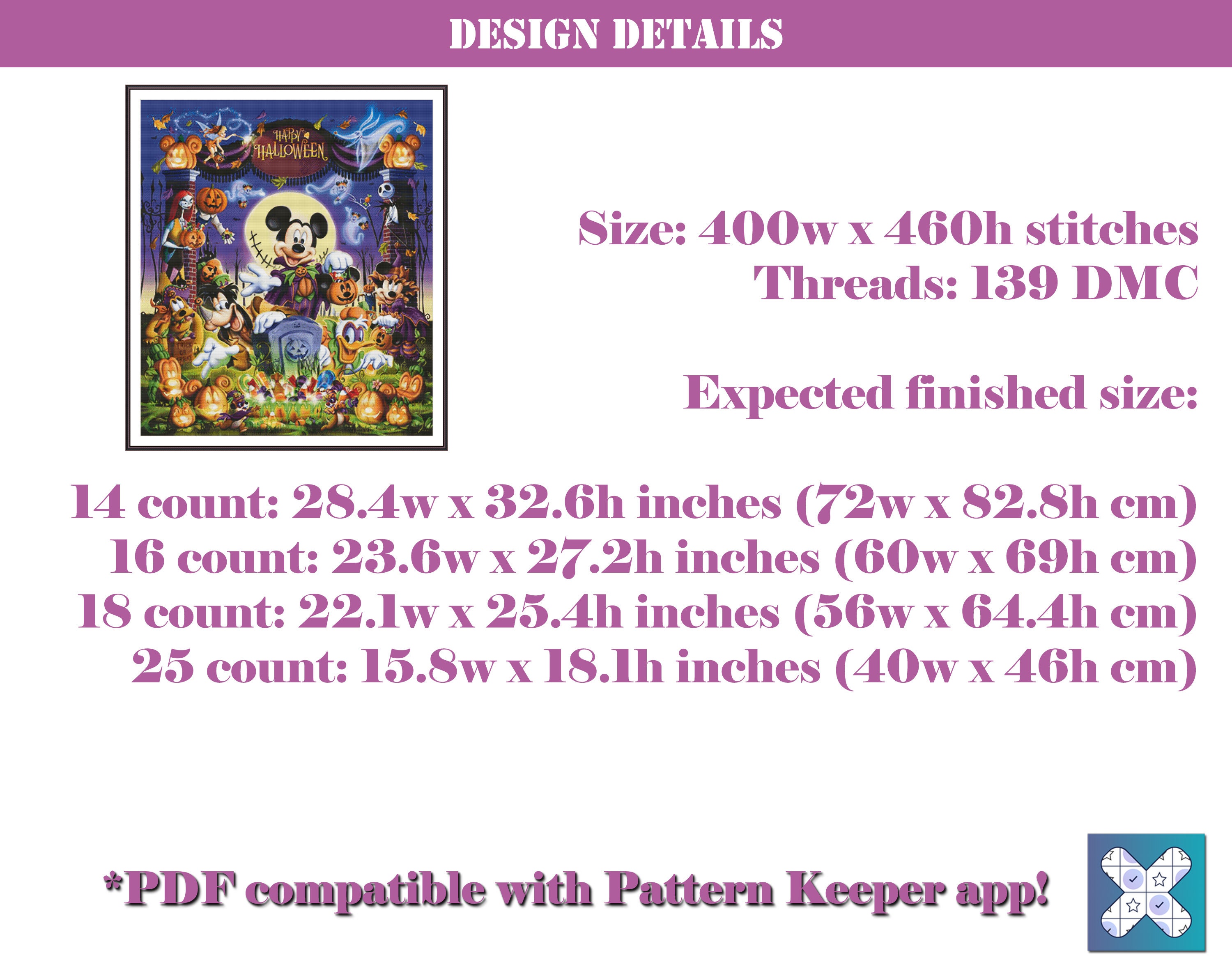Cross Stitch Pattern Disney Halloween Cross Stitch Mickey Etsy
