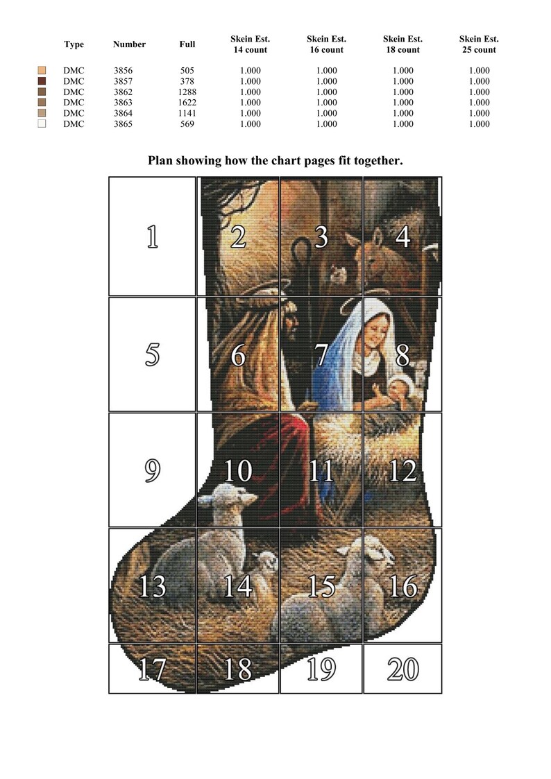 Nativity Cross Stitch Pattern Christmas Stocking Cross Etsy