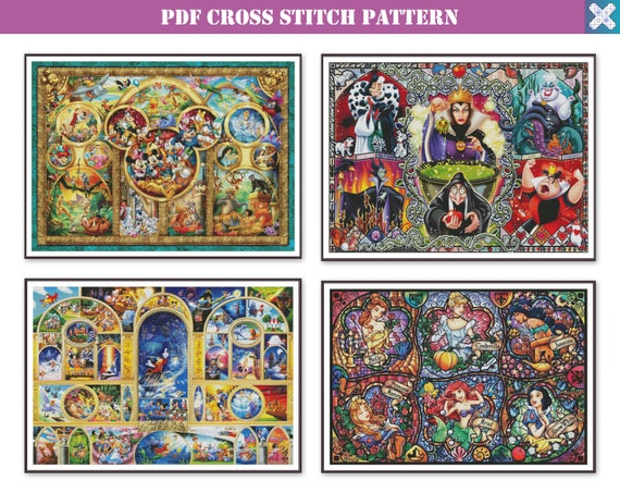 Bundle of 4 Beautiful Full Coverage Counted Cross Stitch Patterns PDF  Compatible With Pattern Keeper App. Large Modern Cross Stitch Designs. -   UK