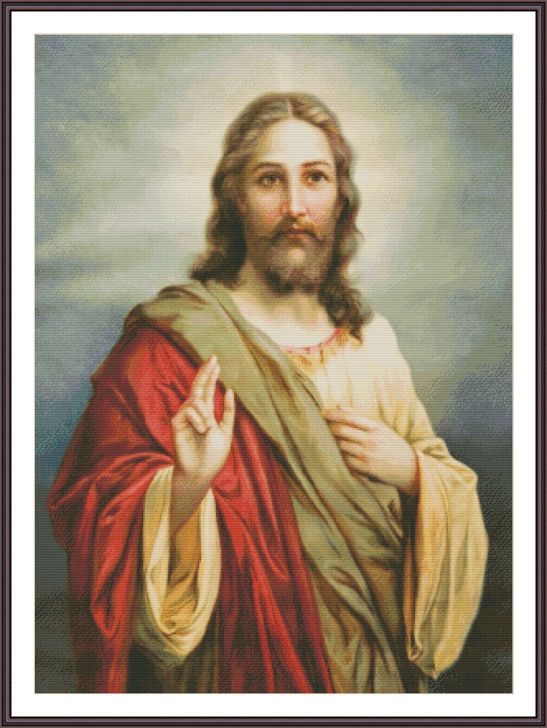 Cross Stitch Jesus Religious Stitch Printable PDF Catholic Etsy UK