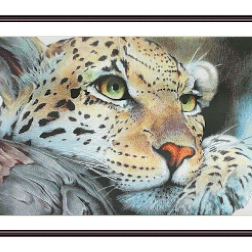 Cross Stitch Pattern Leopard Counted Cross Stitch Large Etsy