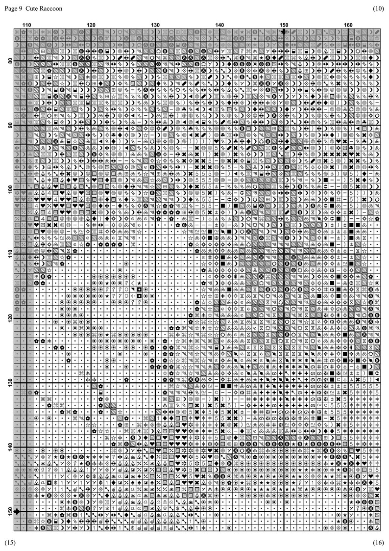 Cross Stitch Pattern Raccoon Cross Stitch Animal Large Etsy