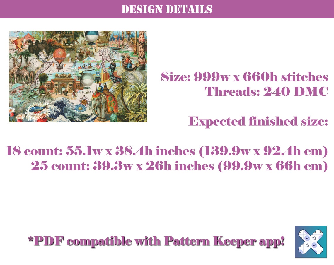 Counted Cross Stitch Pattern Extra Large Cross Stitch Chart - Etsy