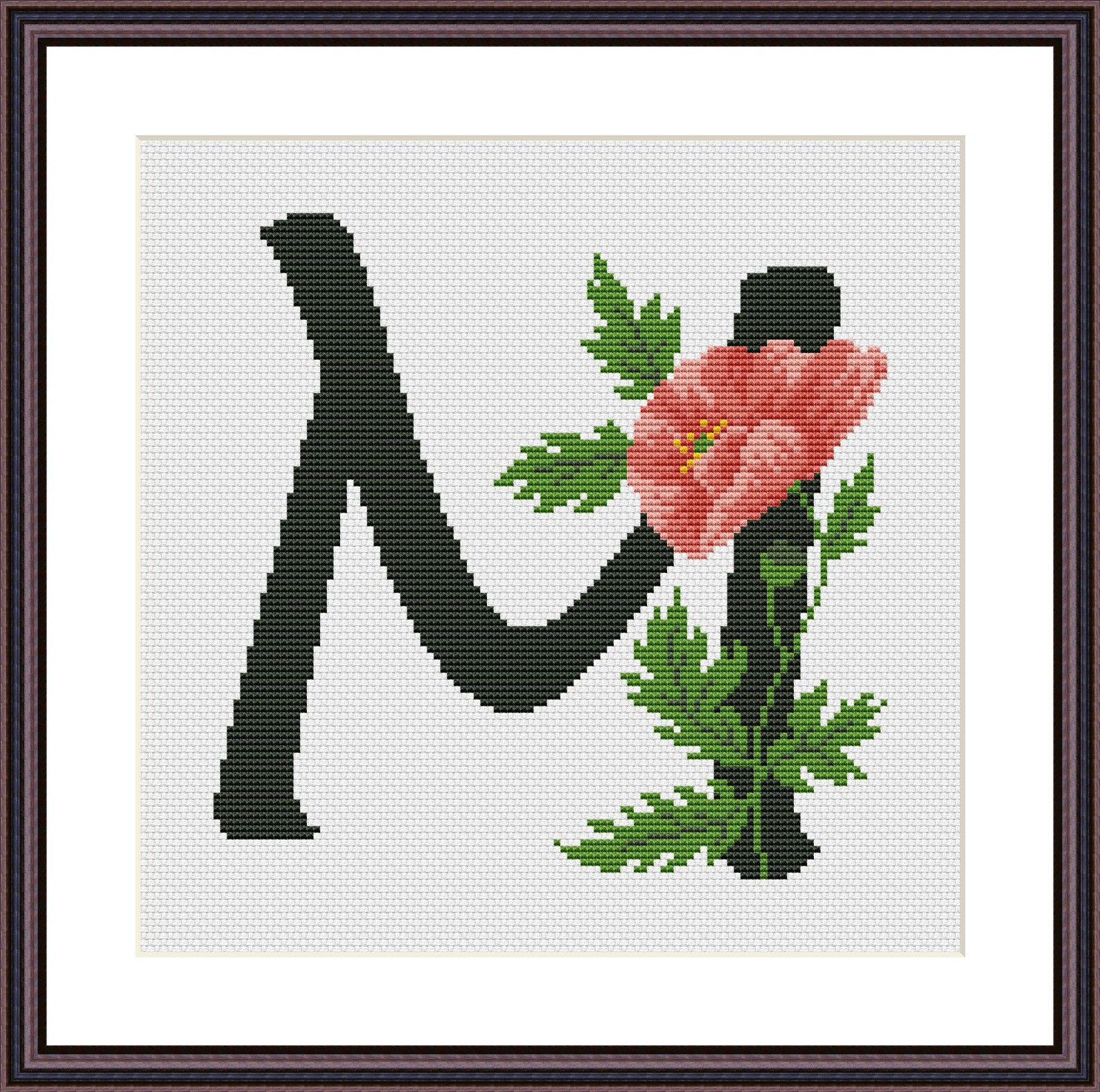 Monogram Cross Stitch Pattern Letter M Cross Stitch Small Etsy