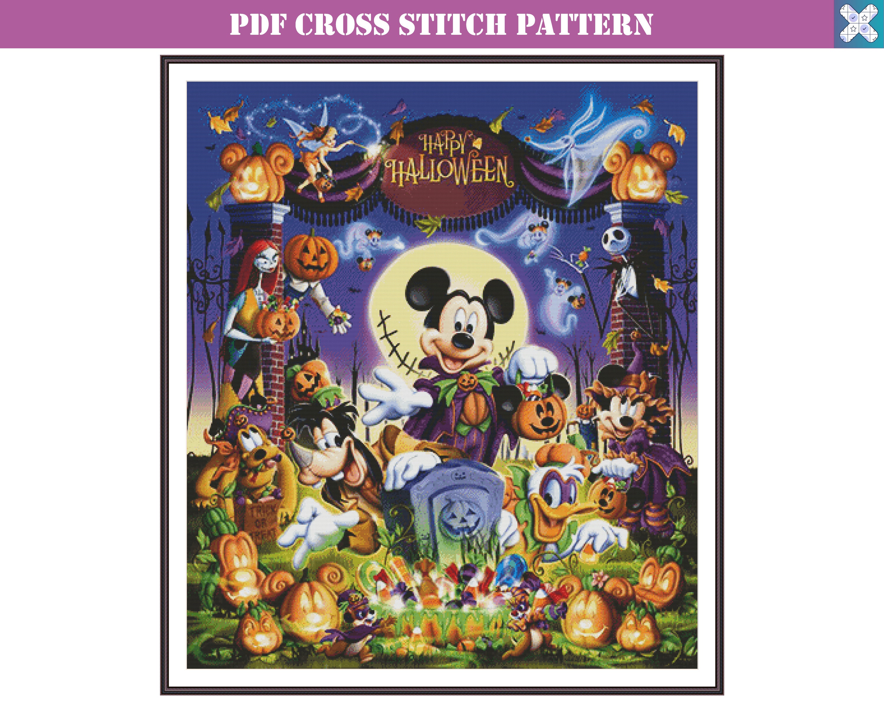 Cross Stitch Pattern Disney Halloween Cross Stitch Mickey Etsy