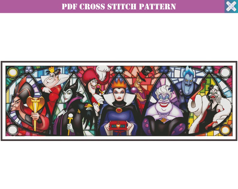 Disney Villains Counted Cross Stitch Pattern Extra Large Etsy