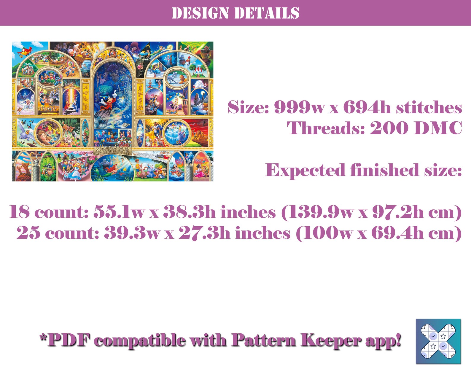 Disney Counted Cross Stitch Pattern Extra Large Cross Stitch Etsy