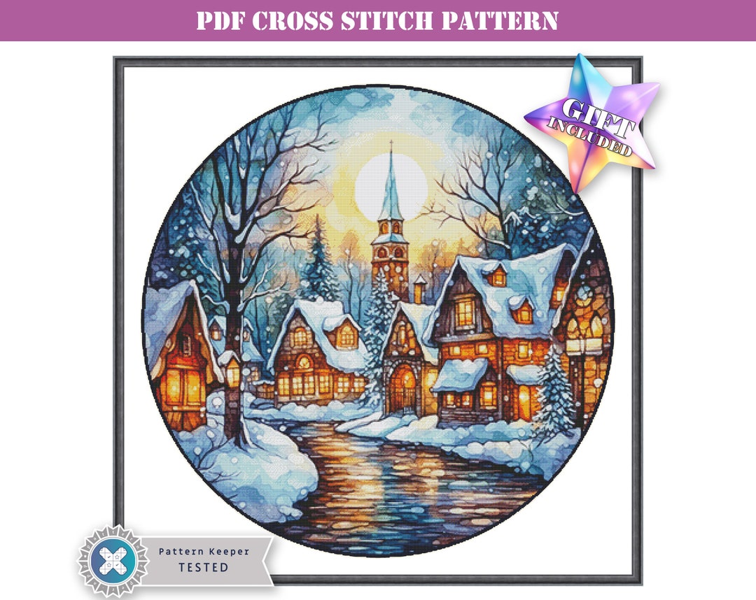 PDF Counted Cross Stitch Pattern - Christmas Village. Printable Instant ...