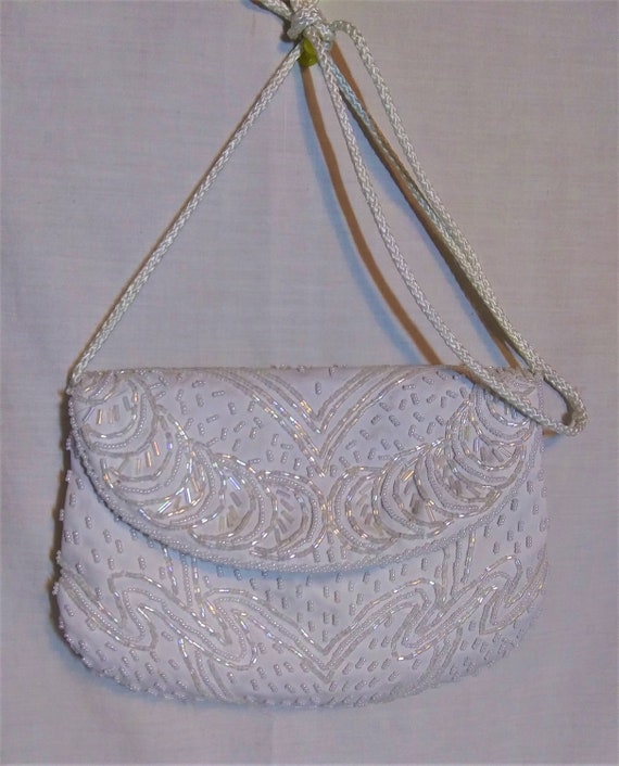 Carla Marchi White Beaded Evening Purse