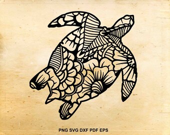 Download Zentangle turtle svg | Etsy