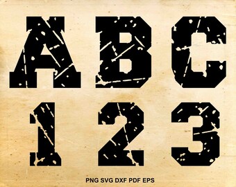 Distressed font svg, Distressed monogram initials, Distressed letters, Distressed numbers, Distressed alphabet svg, Grunge font Silhouette