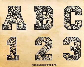 Zentangle font svg, Zentangle numbers, Doodle font, Zentangle monogram, Zentangle letters svg, Zentangle alphabet svg, Zentangle doodle svg