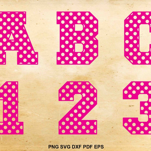 Polka dot font svg, Polka dot numbers, Polkadot font, Polka dot monogram, Polka dot letters svg, Polka dot alphabet svg, Polkadot svg