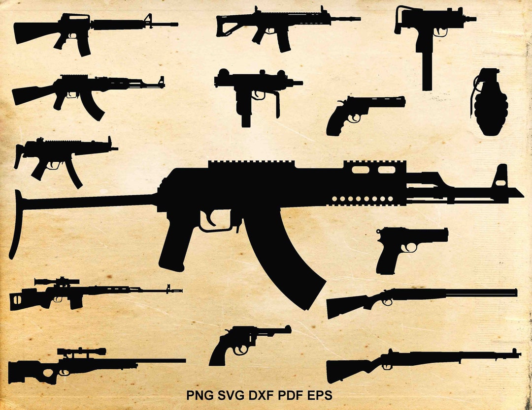 AK-47 SVG Gun Vector AK47 Crossed Rifle SVG Gun Cricut Files Rifle Clip Art  Gun Silhouette AK47 Vector Svg, Png, Jpg, Eps, Dxf 