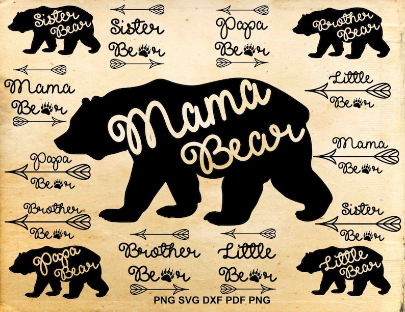 Download Mama bear svg file Mama bear dxf Papa bear Little bear | Etsy