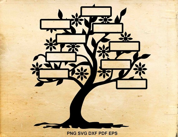 Download Family tree svg 9 names Tree silhouette Tree cutting files | Etsy
