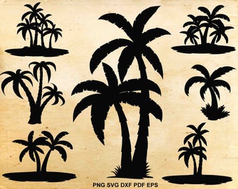 Palm tree svg, Palm tree clip art, Tropical, Svg files for Silhouette Cameo, Cut files for Cricut, png pdf eps svg dxf