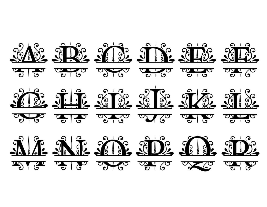 Monogram Alphabet Font Split Monogram Svg Split Letter Svg - Etsy