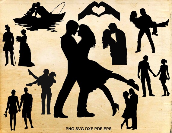 Download Couple Svg Silhouette Valentine Svg Files Couple Clipart Etsy