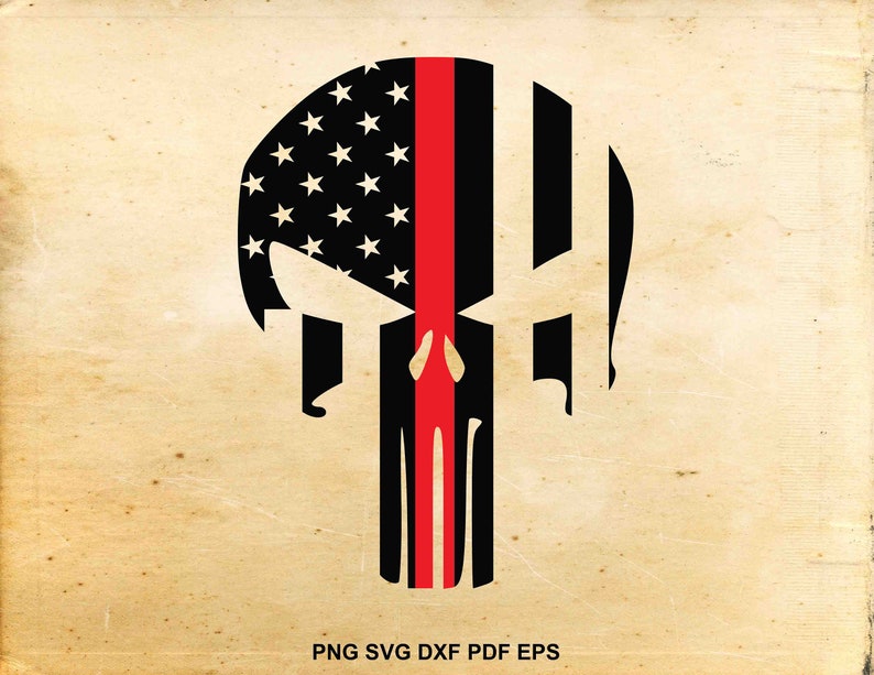 Download Firefighter punisher skull svg Thin red line flag svg | Etsy
