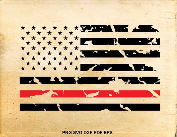 Download Red line flag svg Distressed american flag svg Fireman ...