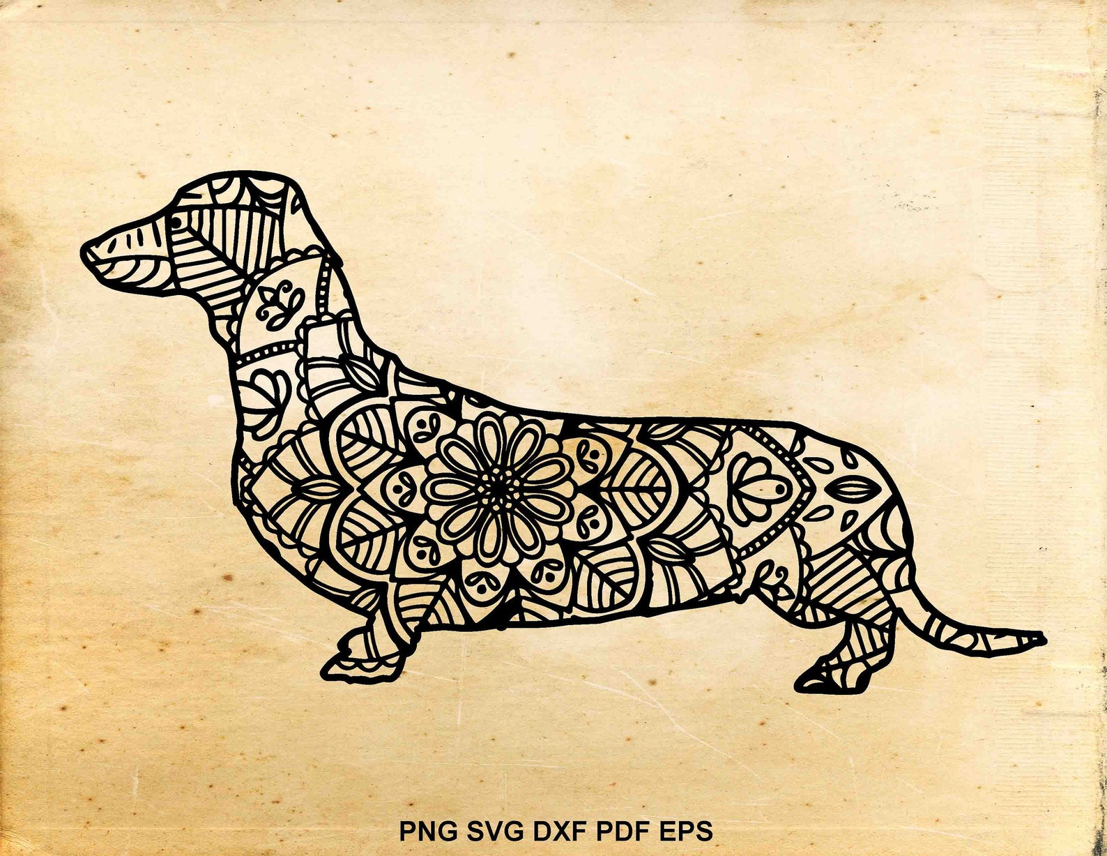 Zentangle Dachshund Svg Doodle Dachund Dachshund Mandala Etsy