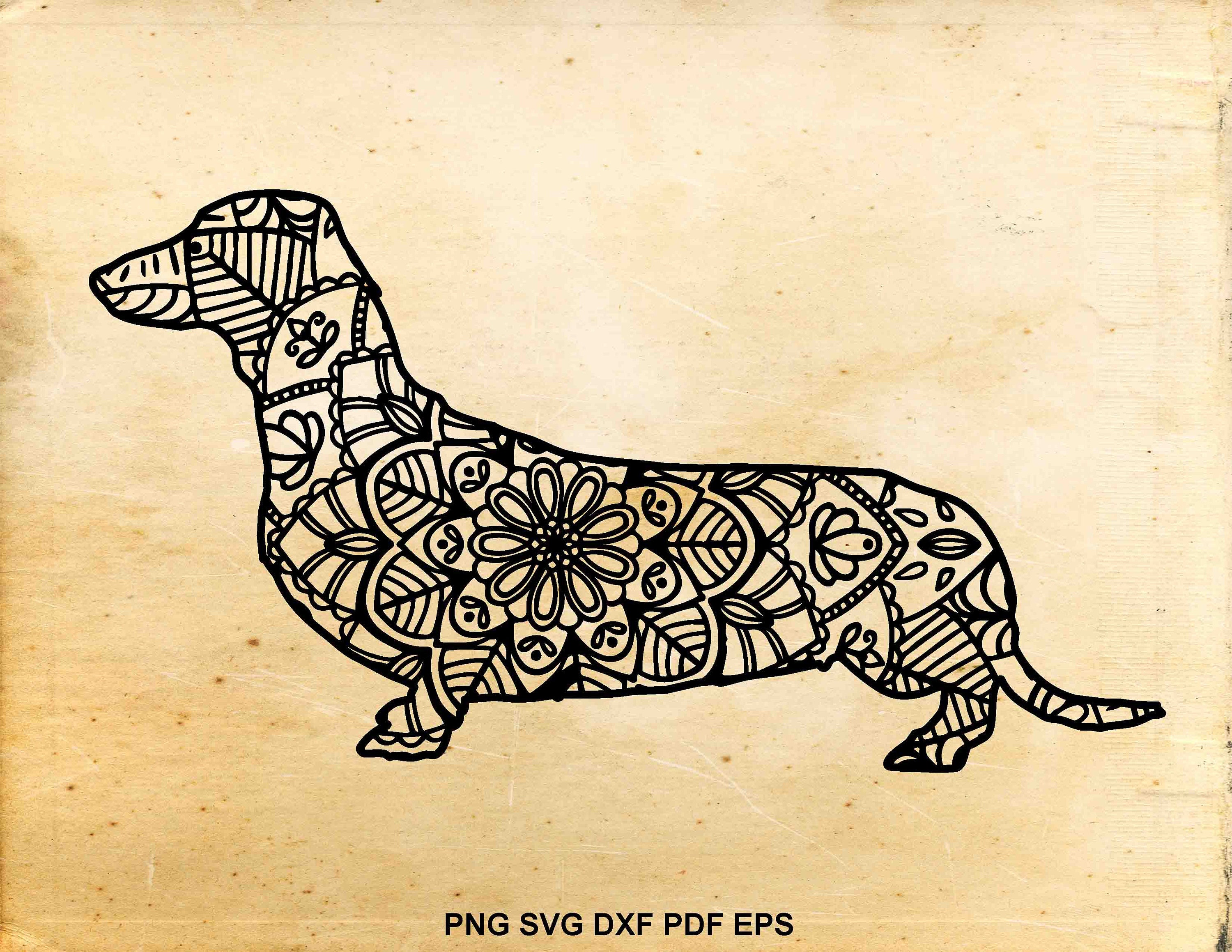 Download Zentangle dachshund svg Doodle dachund Dachshund mandala ...