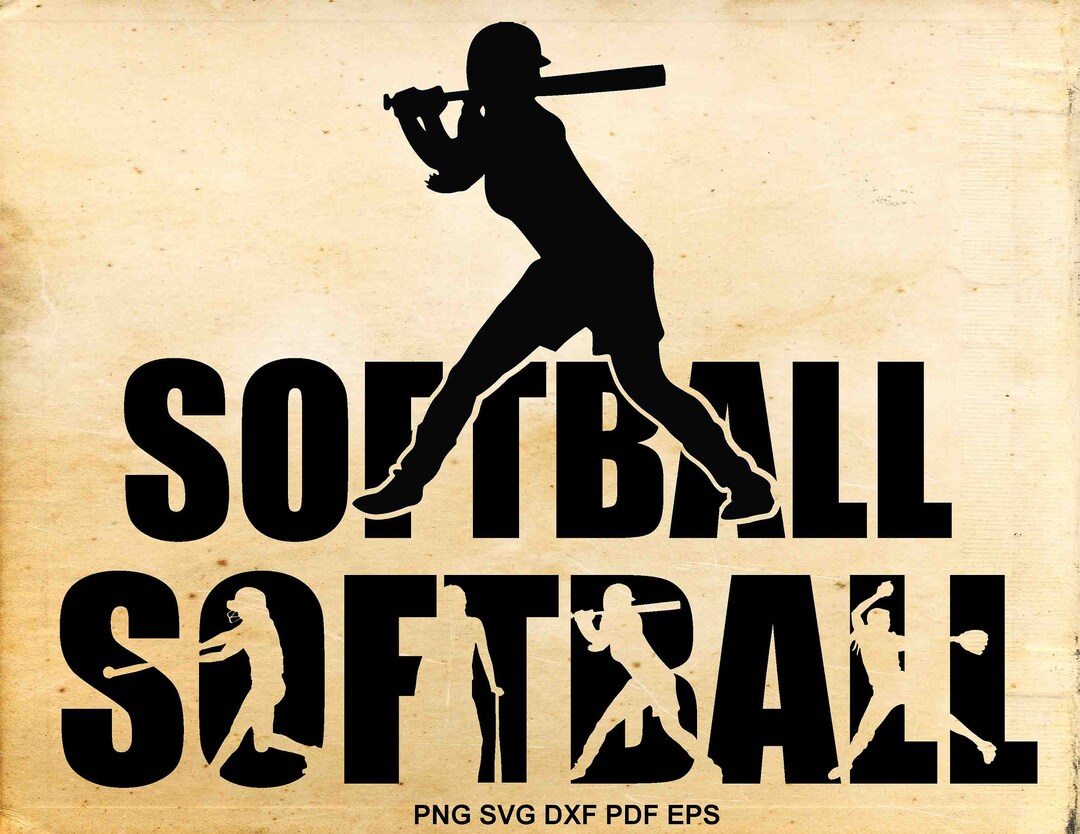 Softball Svg Files, Softball Silhouette Clipart, Baseball Svg, Shirt