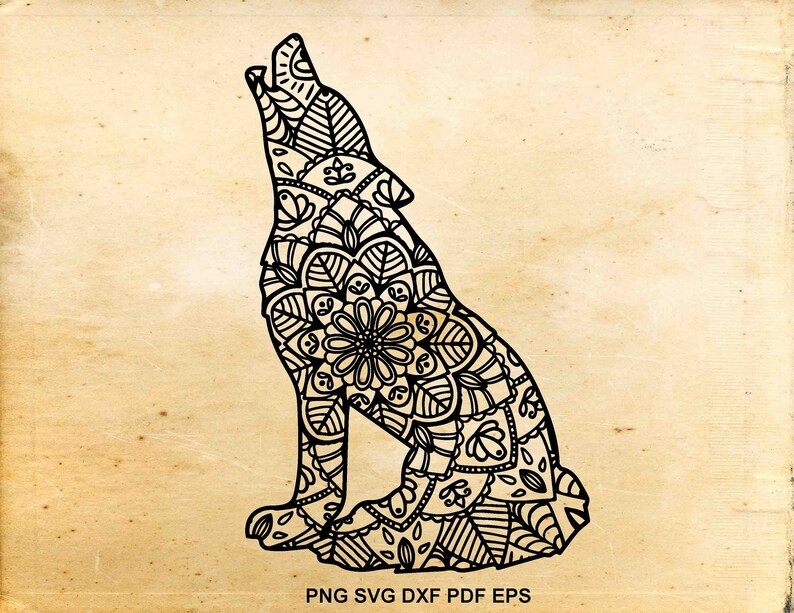 Download Zentangle wolf svg Doodle wolf Wolf mandala Wolf svg Heat ...