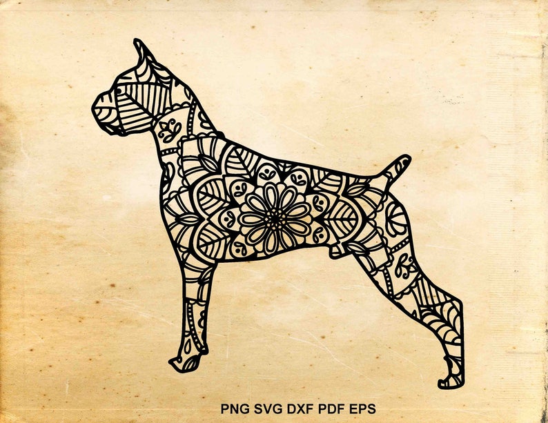Download Zentangle Boxer svg Doodle Boxer Boxer mandala Boxer dog ...
