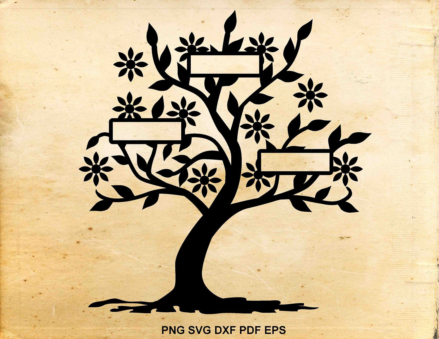 Family tree svg 3 names Tree svg Clipart Tree cutting | Etsy