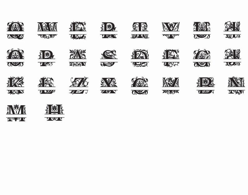 Regal split monogram svg, Regal font, Split monogram svg, Split letter svg, Svg files for Silhouette, Svg files for Cricut, Initial svg image 2