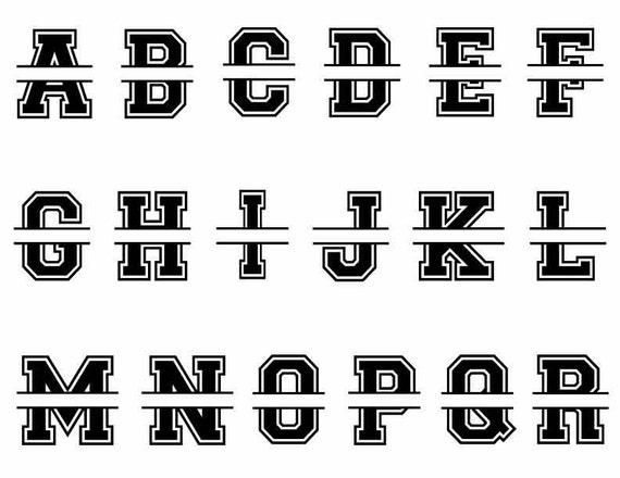 split monogram svg varsity font split letter svg alphabet etsy varsity letters font