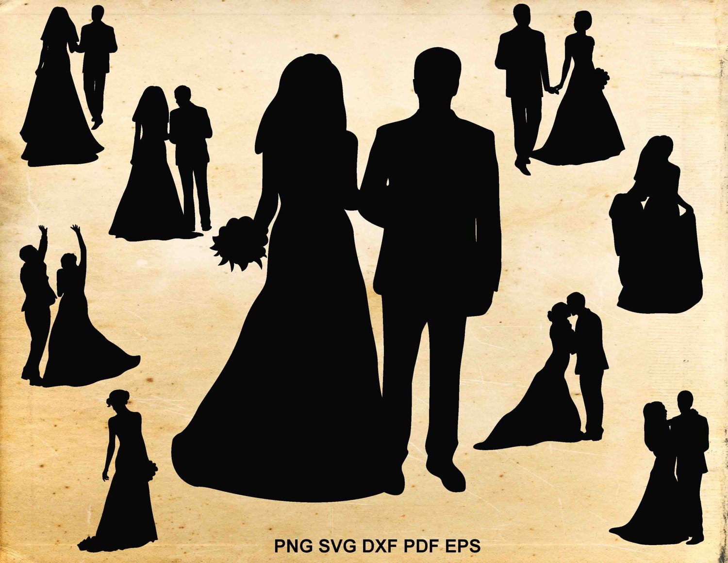 Download Wedding Svg Files Bride Clipart Married Couple Silhouette Etsy