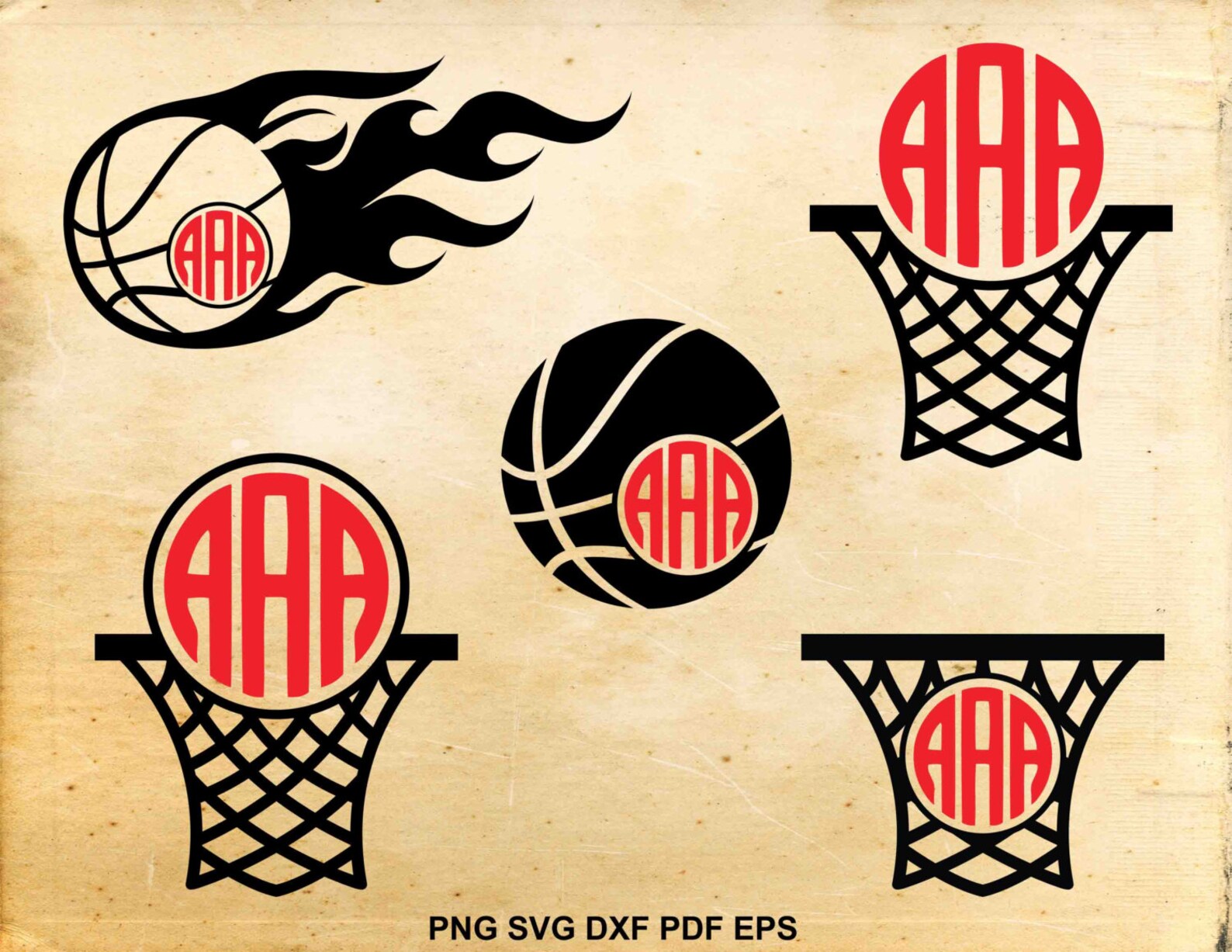 Basketball Monogram Svg Files Monogram Frames Sports Vinyl Etsy
