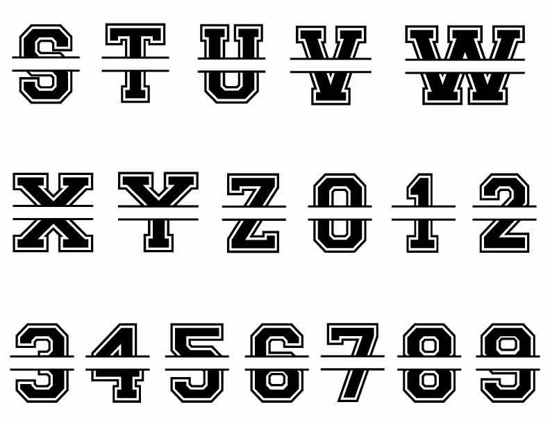Split Monogram Svg Varsity Font Split Letter Svg Alphabet - Etsy