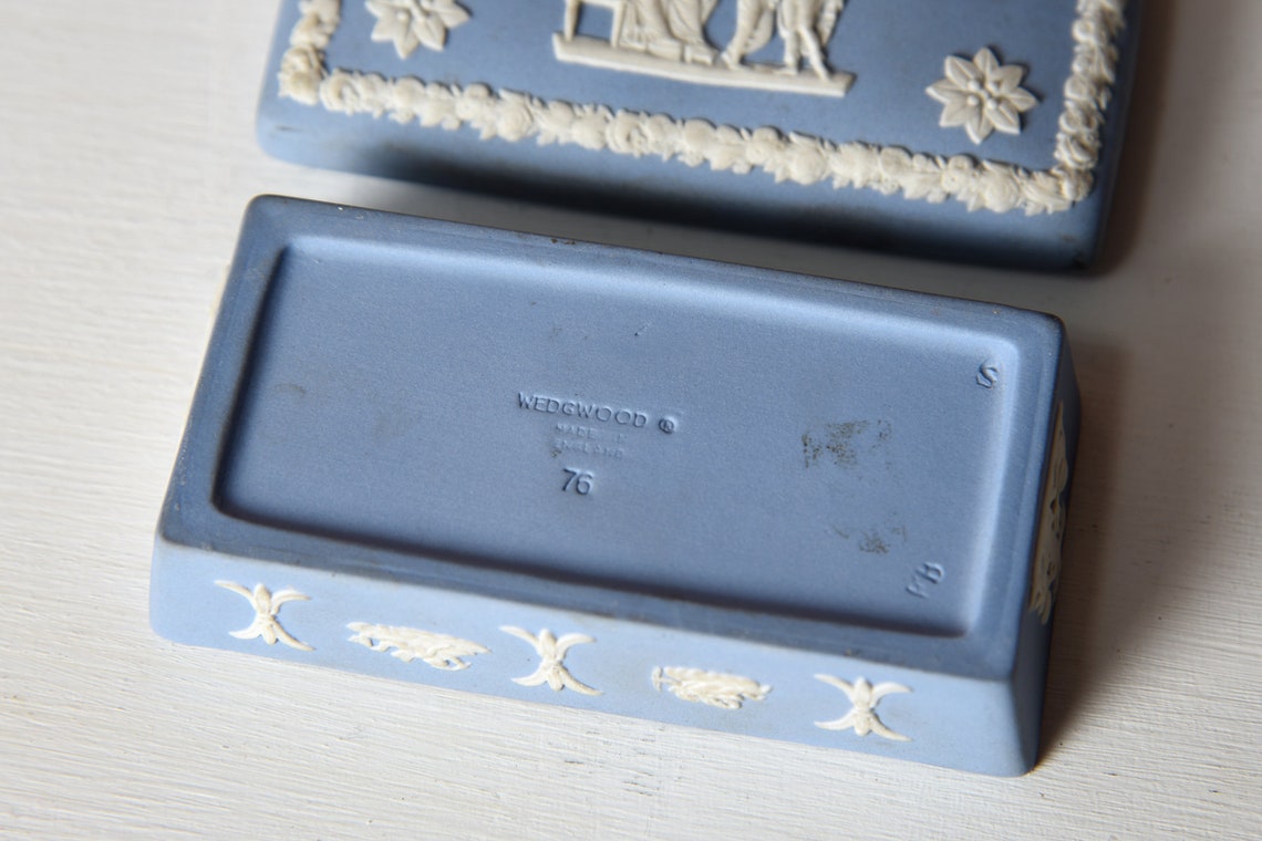 Vintage Wedgwood Trinket BoxBlue and White Jasperware Etsy