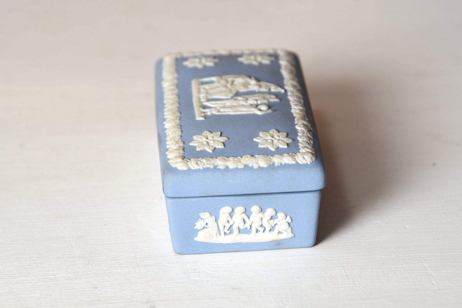 Vintage Wedgwood Trinket BoxBlue and White Jasperware Etsy